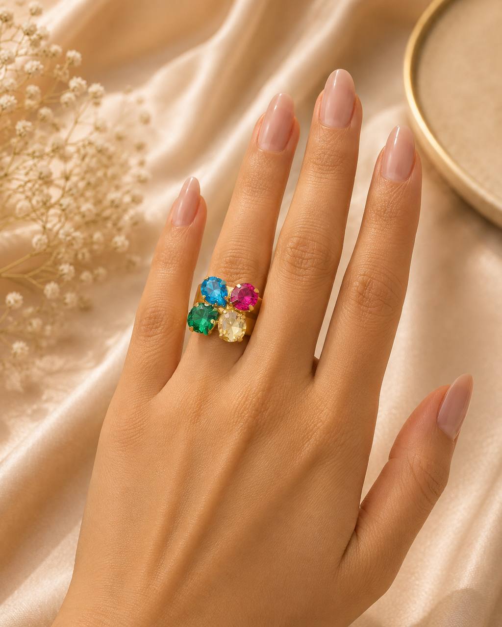 Elegant Anti-Tarnish Colorful Stone Ring